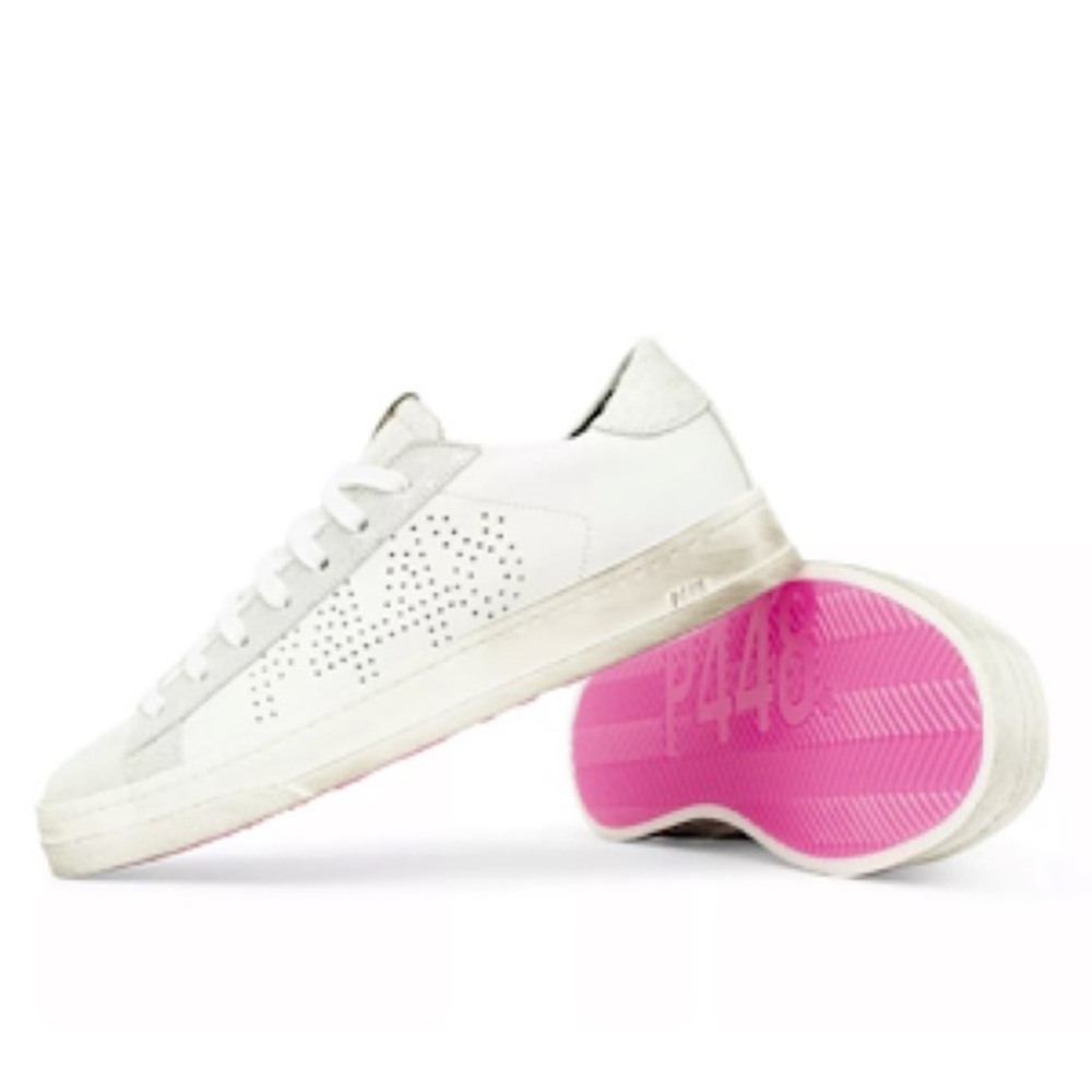 P448 Jack perforated calf hair trim sneaker